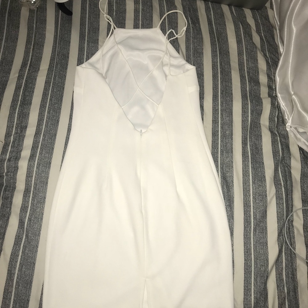 Halter backless white dress